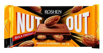 Шоколад молочний Roshen Nut Out Whole Almonds 90 г